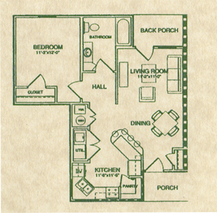 One Bedroom / One Bath - 754 Sq. Ft.*